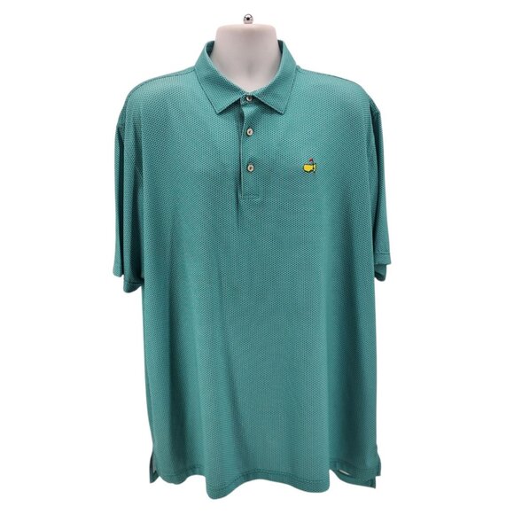 Masters Peter Millar Mens XXL Polo Shirt 2017 Green Geometric Logo Stretch Golf - Picture 1 of 10